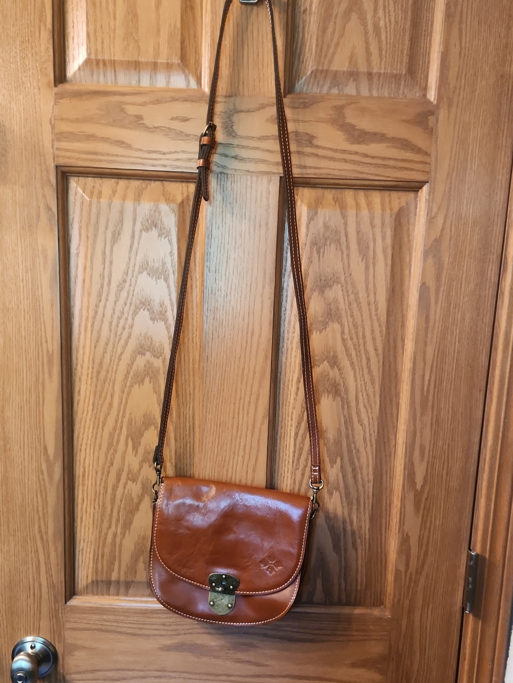 Patricia Nash Saddle Brown Leather Crossbody Bag